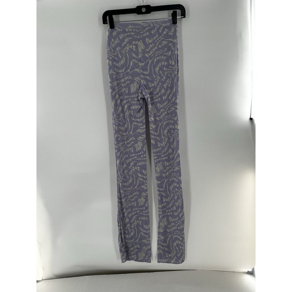Skims Mesh Pants Sz M Purple Lilac Flare Abstract Logo High Waist Lounge - Picture 4 of 10